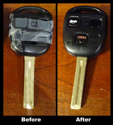 My broken old key and the inexpensive new key Fast Trac Locksmith cut for me - Side 2.