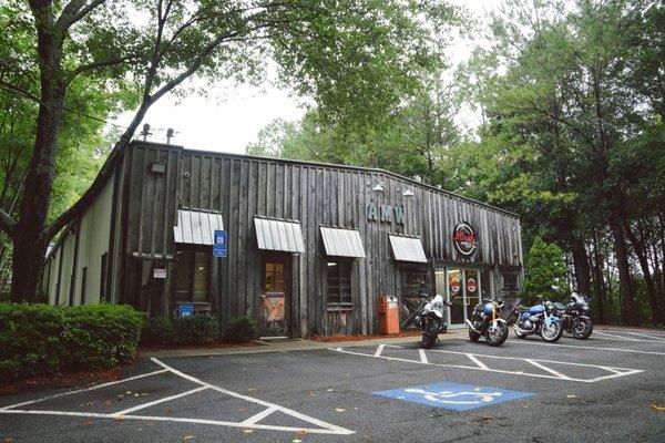 Wide Shot of front of House at Atlanta Motorcycle Works as of August 2024