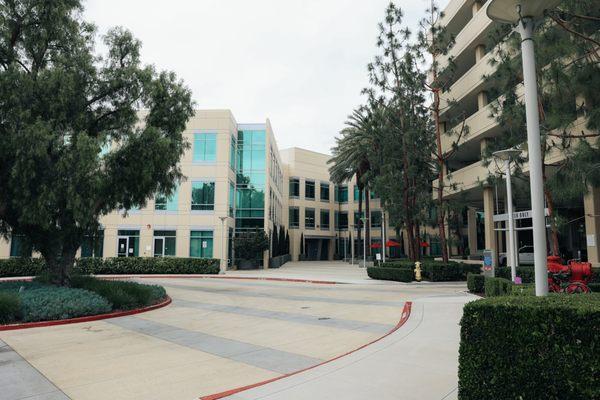 Building entrance and parking garage