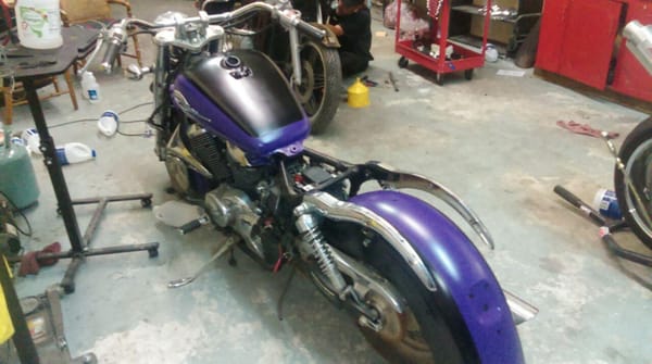 This 03 honda shadow has ben a fun project. Should have seen it when it came in. Still in progress of Completion