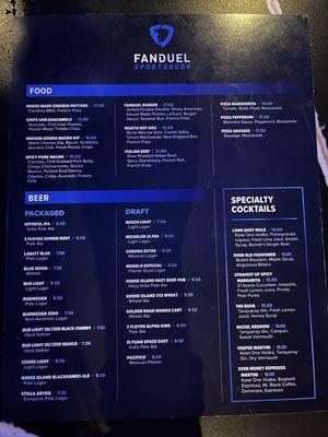 Food & Drink menu