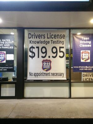 When it comes to Drivers License Testing, we have the best deal in town.  $19.95 per attempt, but the 3rd attempt is free.  Schedle on line.