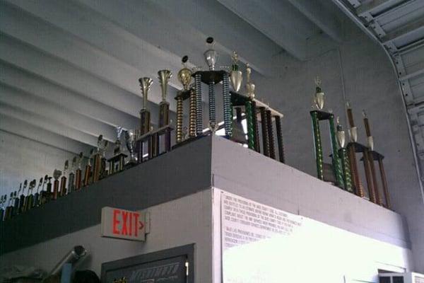 tons of trophies from autocross.