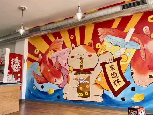 How can you say no to this mural?? The festive interior welcomes bubble tea into my heart (and belly).