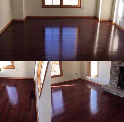 Mohawk 3.25 inch granite hills cherry oak flooring with custom vents stained to match!