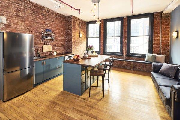 full kitchen with north facing windows