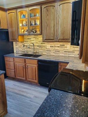 Matched existing cabinets. Can you tell witch ones we did? And did custom tile work