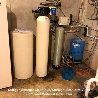 Culligan Softener Cleer Plus, Sterilight S8Q Ultra Violet Light, and Medallist Filter Cleer