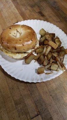 Breakfast Sandwich and home fries