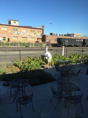 Patio behind Fieldhouse Restaurant next door.