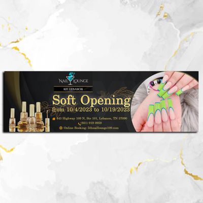 Soft Opening at 5th Nail Lounge 109! Get 15% OFF! We invite you to come and relax in our beautiful salon.