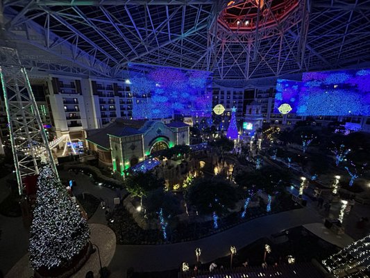 Beautiful views of the indoor atrium and light display for the holiday season.