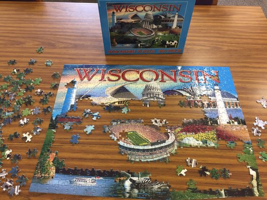 I love the community puzzle. Today is Wisconsin!