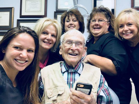 Celebrating 100 with one of our favorite and long time patients!!