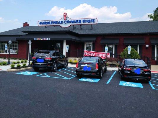 Shot of the restaurant from its private parking lot.