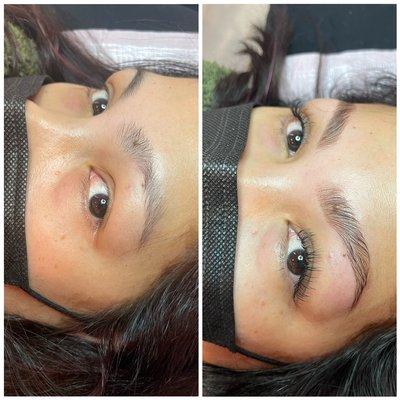 Before and after brow Lamination and lashes