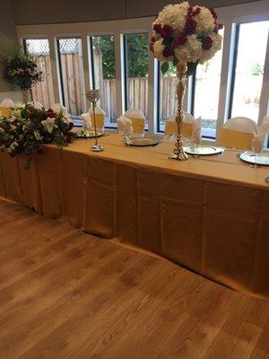 Head table by the bay window