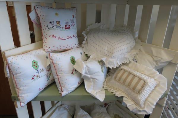 Embroidered Pillows, Tooth Fairy Pillows, Ruffled Edge Pillows