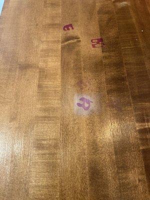 After spot sanding- shows how deeply the stain had set in