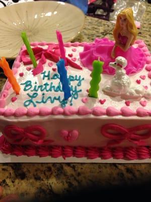 My daughters dream Barbie cake from Baskin Robbins on Sunnyside.