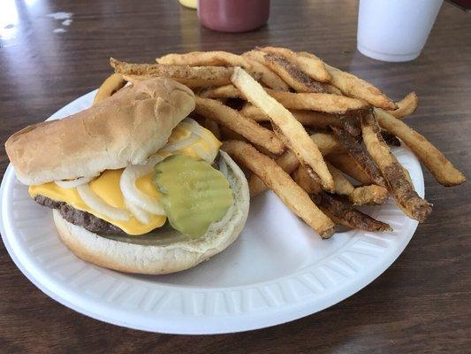 Burger and fries