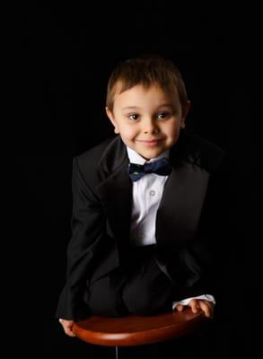 My son in the little tux we got at Sweet Pea.  We love the fun finds there!!