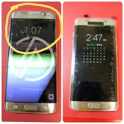 Samsung S7 Edge has cracked screen & rainbow lines.....