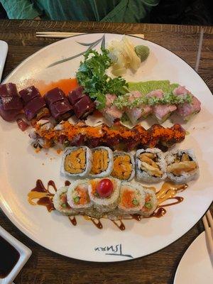 Mystic Roll, Tsuru Roll, Tango Roll, Sweet Potato Roll, & Spicy Mama Roll