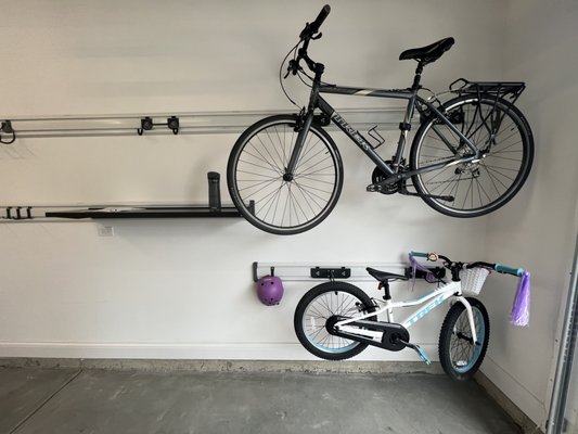 Flexible bike storage. With our Gladiator System. Anywhere you have Track or Wall, you can store your bike(s)