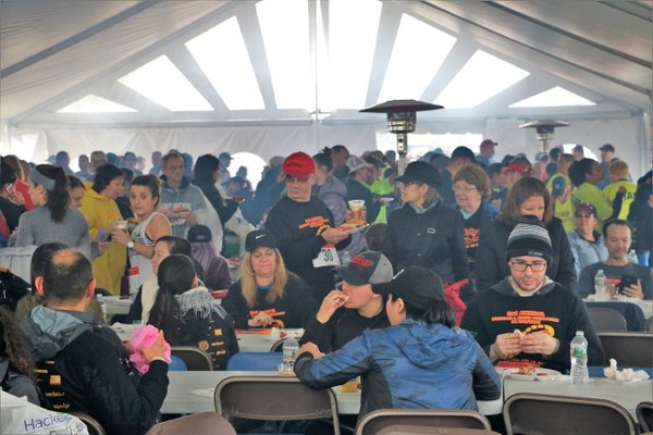 Great food under a big tent. 2017 Sacco 5K Race