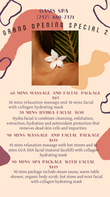 grand opening special for facial