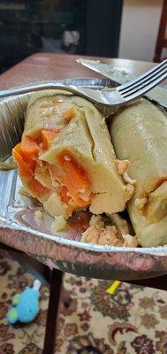 Chicken Tamale to go - sweet and delicious with clean, simlle fkavors.