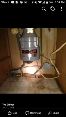 Garbage Disposal installed, Uphill Plumbing..great job!