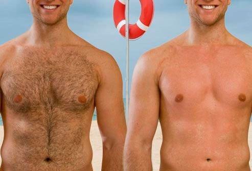 Before and after men's chest waxing service