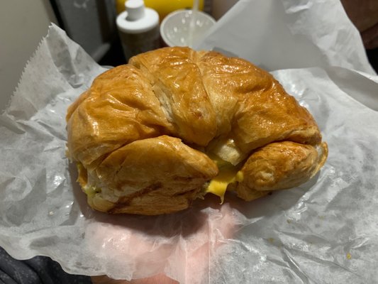 sausage eggs and cheese croissant