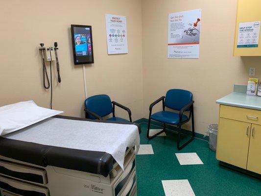 Exam room. Neat. Spacious.