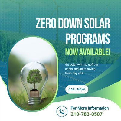 With our zero down financing options, harness the power of the sun and take control of your energy future today!