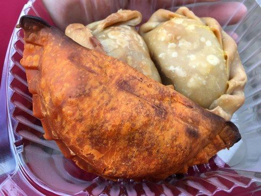 West Indian Patty, Ethiopian Chicken Pocket, Caribbean Veggie Samosa