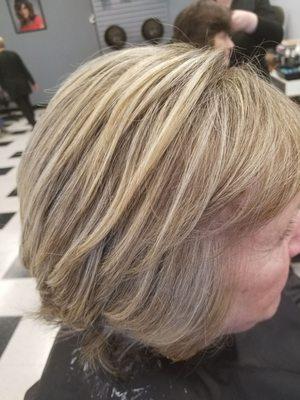 Highlights done by Jennifer at point north holiday hair.