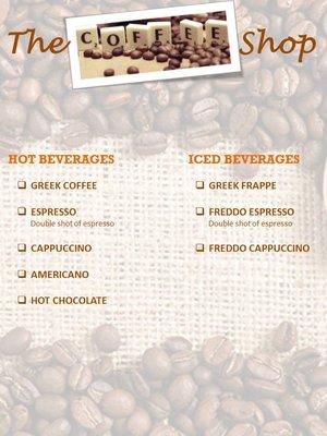 Our coffee menu