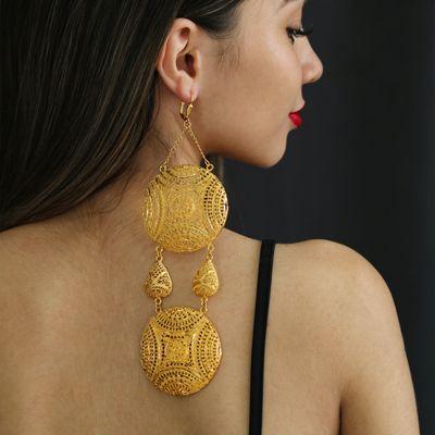 Gold-Plated Oversized Fashion Earrings - Statement Jewelry for Fashion Vogue, Extra-Large Women's Accessories