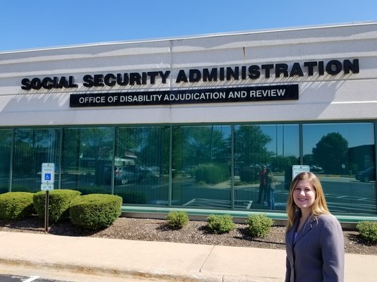 Laura at Social Security hearing office.