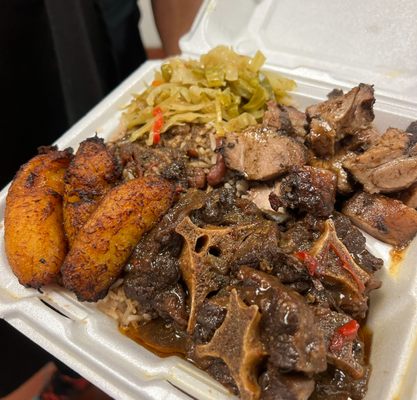 Half Oxtail Half Jerk Pork Platter