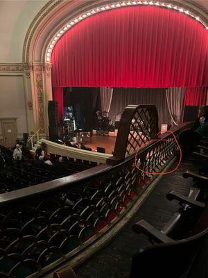 Stage view. Circled area is where my friend was to be performing.