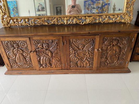 Antique Mexican Hand Carved Angels Buffet 86"x36" eddlerner@gmail.com