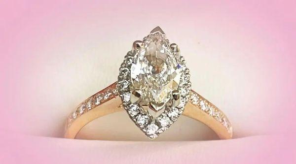 2 carat Marquise cut diamond engagement ring created by Argyle Jewelers