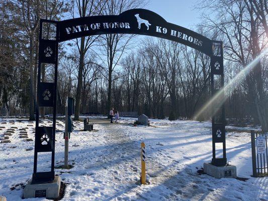 Entrance to War Dog Memorial Park entrance off of 11 Mile Road west of Milford Road.