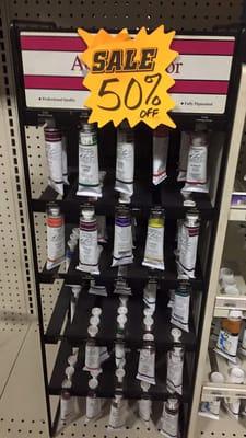 Paints and brushes are half off.