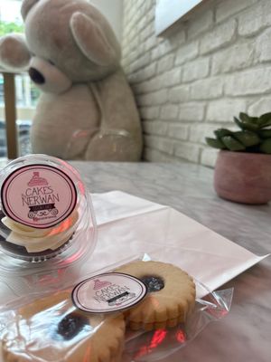 Linzer heart cookies, two to a pack and chocolate bday cake