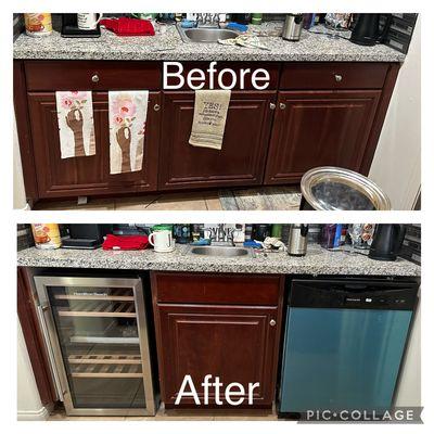 Cabinet removal and appliance installation